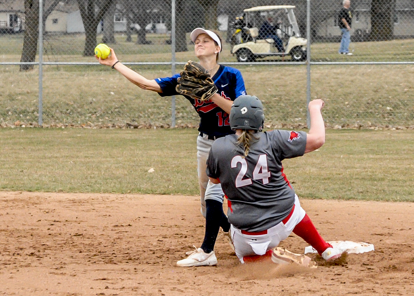 Mia Ruther turning a double play